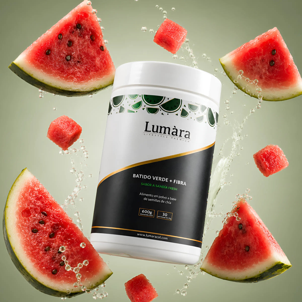 Lumara Batido Verde + Fibra sabor sandía